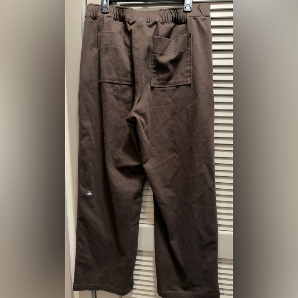 Alo Yoga Road Trip Wide Leg Pants L Brown Espresso High Rise Travel Trouser - Picture 3 of 4